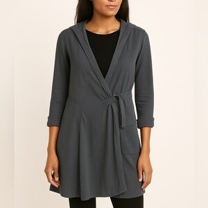 PORTO Blue Tencel Wrap Topper Jacket Lagenlook Size 0 XS